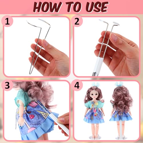Image of Yaocom 24 Pcs Doll Stands Adjustable Action Figure Stands with Expandable Waist Wire for 8 inch-12 inch Dolls Action Figure (White, Silver)