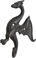 Vista 2 de Ganchos de montaje en pared de dragón, decorativo, rústico, de hierro fundido, dragón, soporte de estante resistente para colgar abrigos, llaves
