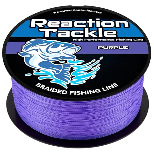 Reaction Tackle Braided Fishing Line - Strong Abrasion-Resistant Smooth Casting Zero Stretch PE Braid Line - Saltwater & Freshwater Fishing - Purple 10 Lb (150 Yards)