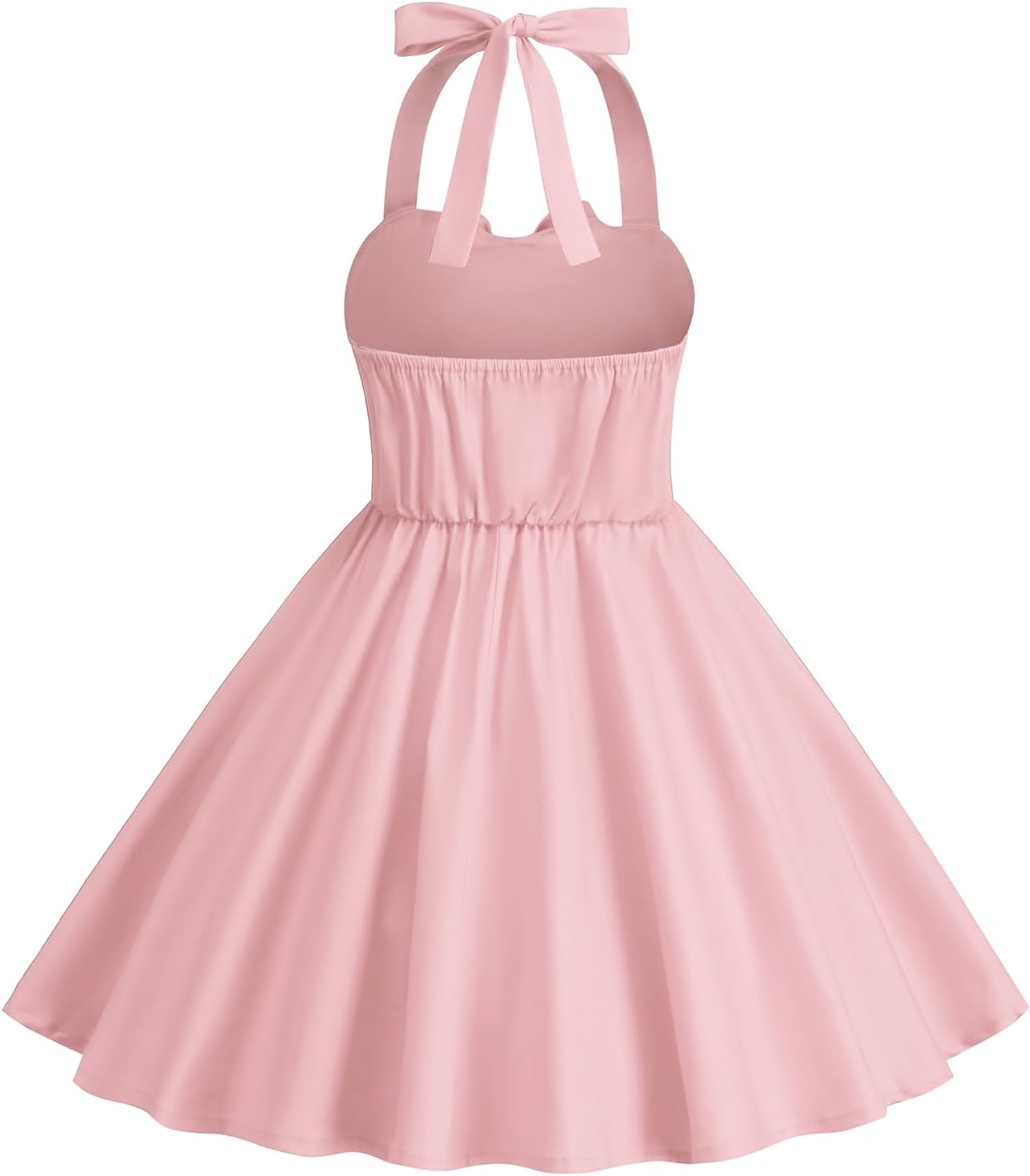 1950s Vintage Dresses for Girls Halter Dress Sleeveless Bowknot Heart Neck 4-12 Years