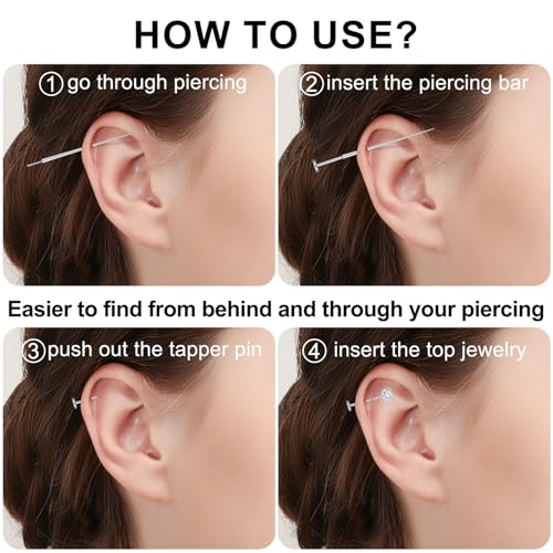 Gotumo 20G Flat Back Earrings Stud G23 Titanium Threadless Tragus Labret Cartilage Lip Medusa Conch Body Piercing Jewelry for Women Men Gold by Gotumo - Used condition - Image 3