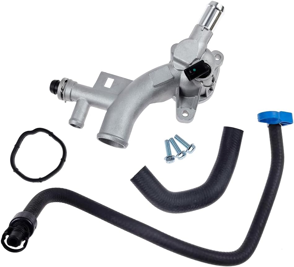 Aluminum Engine Coolant Thermostat Housing Water Outlet w/Inlet Hose & Oil Cooler Hose | Fit for Chevrolet (Chevy) Cruze Sonic Trax, Buick Encore 1.4L | OE 25193922 1511105 55596898 13251447 55596898
