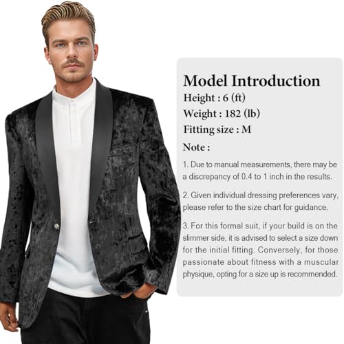 Men's Velvet Slim Fit Suit Casual Blazer for Men One Button Sports Coat Tuxedo Jacket Wedding Party Prom Festival Dress2