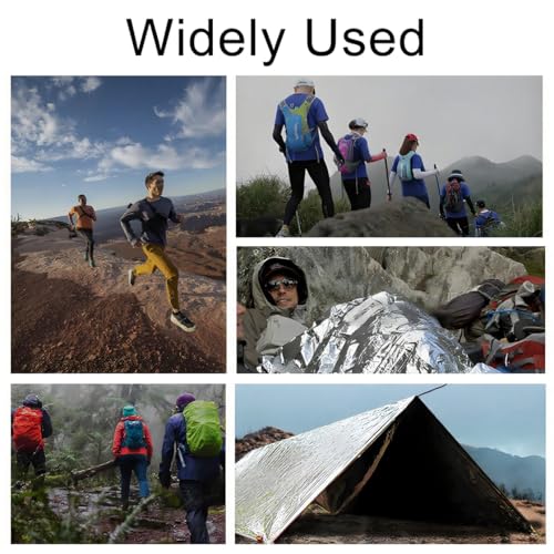 iwontalersy 3 Pièces Couverture de Survie,Couvertures Thermiques d'urgence Indéchirable & Imperméable,pour l'extérieur,Randonnée,Survie,Or/Argent 160 x 210cm – Image 5