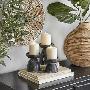 Deco 79 Wood Decorative Candle Holder Candle Stand, Set of 3 Candlestick Holder 6", 5", 4"H, Black Deco 79 Wood Decorative Candle Holder Candle Stand Set of 3 Candlestick Holder 6 5 4H Black