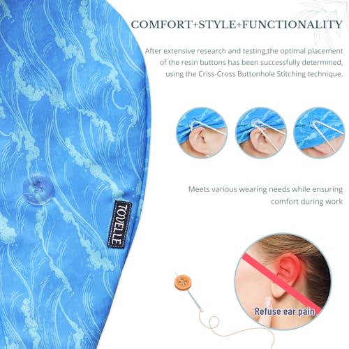 Image of Scrub Caps for Men and Women with Buttons, Classic Surgical Caps | Double-Sided Printed, Adjustable,Long Hours, Sweatbands, Fabric Help Reduce Static Buildup