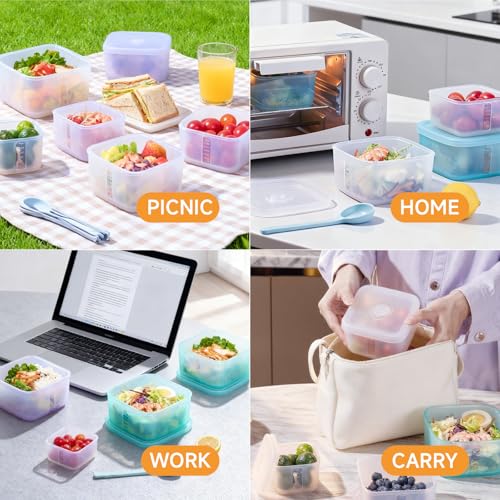 OTB Set of 2 Reusable Silicone Containers Clear, Nesting Leak-free Silicone Food Storage Boxes, BPA Free, Airtight, Dishwasher and Freezer Safe by OTB - Used condition - Image 5