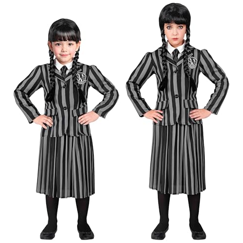 W WIDMANN MILANO Party Fashion - Disfraz infantil Dark Girl, uniforme escolar con chaqueta y falda, gótico, carnaval, disfraz de Halloween