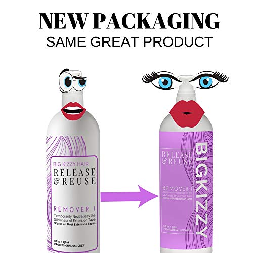 Big Kizzy Hair Extension Remover 1 + Remover 2 Bundle, Two Step System Tested & Proven Fastest & Easiest Tape In Extension Adhesive And Residue Remover #TOP2