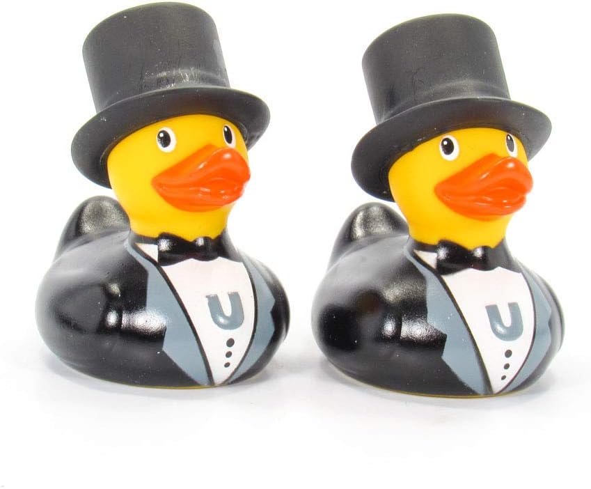 Groom & Groom Bud (mini Set) Rubber Ducks Bath Toy by Bud Duck | Elegant Gift Packaging I do | Child Safe | Collectable