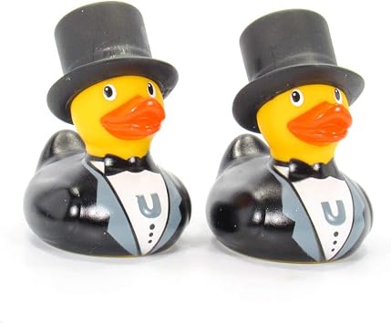 Groom & Groom Bud mini Set Rubber Ducks Bath Toy by Bud Duck | Elegant Gift Packaging I do | Child Safe | Collectable