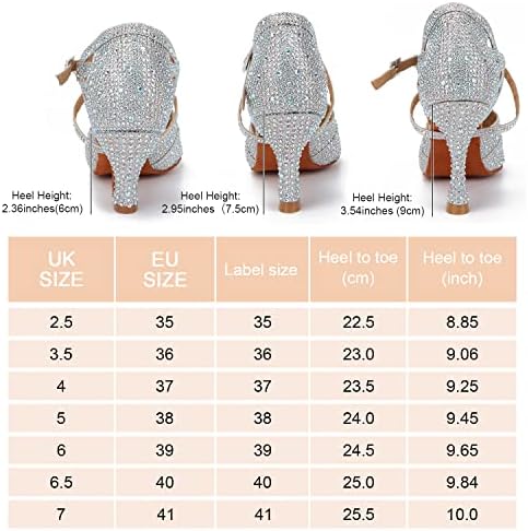 Syrads Ballroom dansschoenen voor dames, salsa latin, dansschoenen, feest, bruiloft, dansschoenen, Bruin 9cm Hak, 38 EU