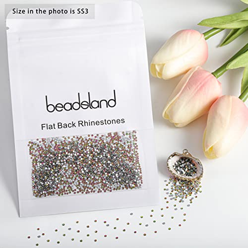 Image of Beadsland Flat Back Crystal Rhinestones Round Gems for Nail Art and Craft Glue Fix, Rainbow, 1.2-1.4mm, SS3 /1440pcs