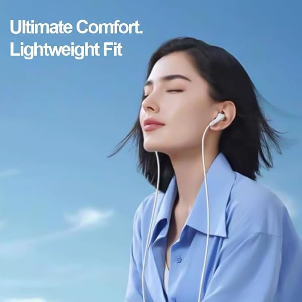 USB-Cプラグ付きヘッドフォン、有線イヤホン、リモコン内蔵で音楽、電話、音量をコントロール、強化された低音サウンド、軽量で快適フィット、自宅、オフィス通勤、ホワイト。 - 5