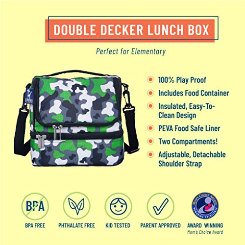 Wildkin Two Compartment Insulated Lunch Bag For Boys & Girls, Perfect For Early Elementary Lunch Box Bag, Ideal Size For Packing Hot Or Cold Snacks For School And Travel Lunch Bags (Green Camo) #TOP1
