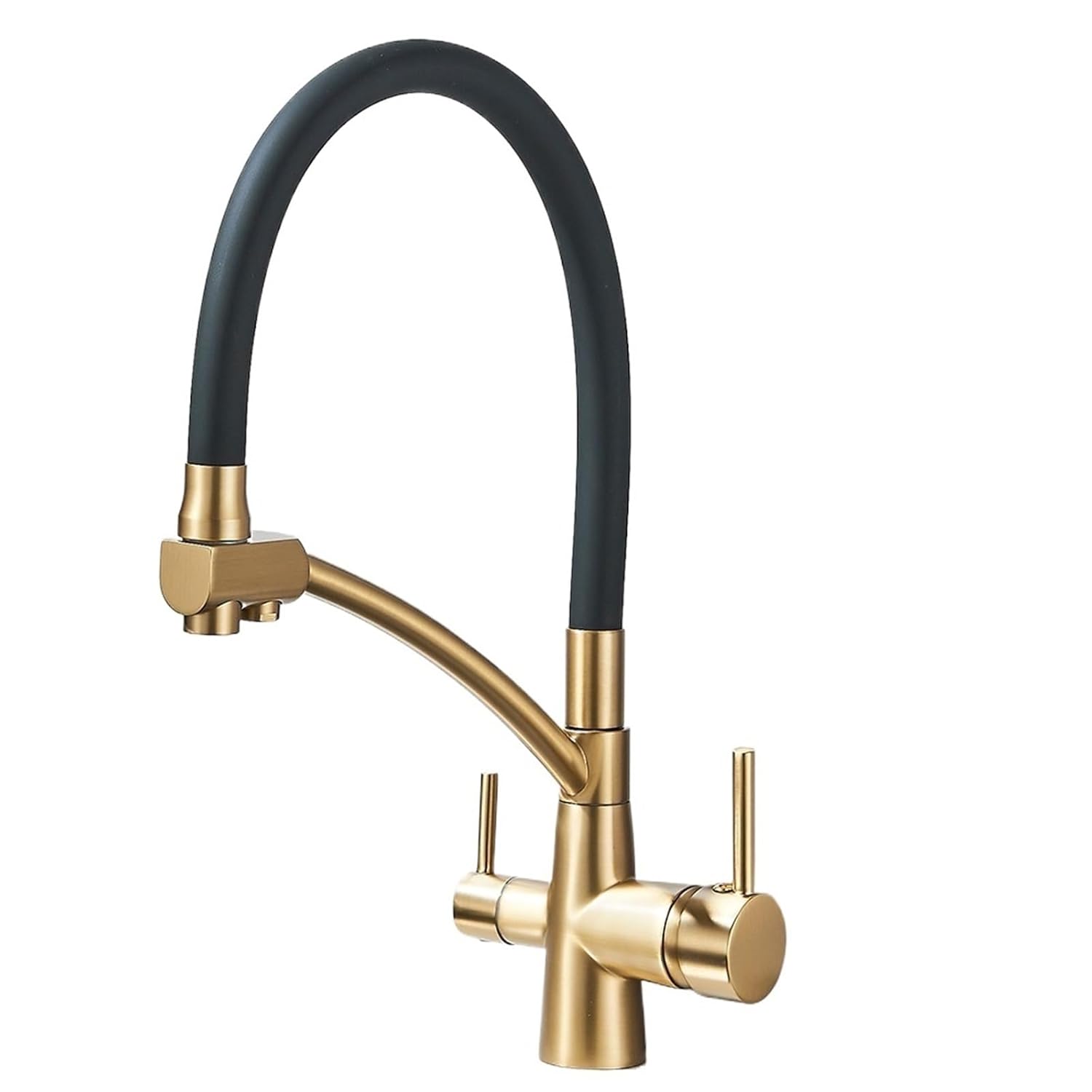 Filtered Kitchen Sink Faucets Purification Tap 360 Rotate Water Filter Tap for Kitchen 3 in 1 Purifier Vessel Sink Mixer(Brushed Gold)