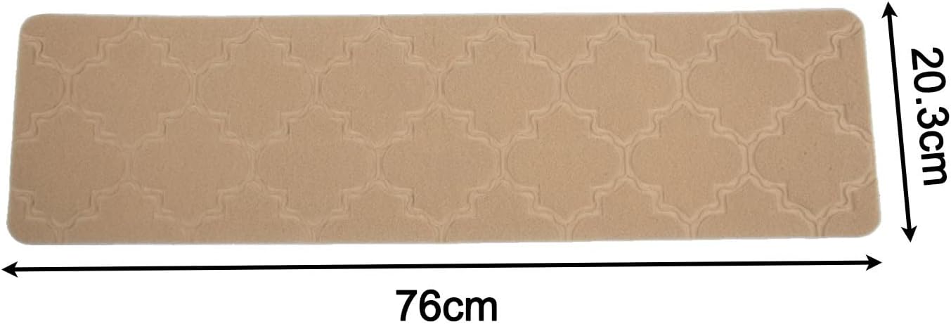 4PCS Non-Slip TPR Stair Mats, Washable and Reusable, Customizable Fit for Stairs, No Required, Soft Polyester Fiber for Safety and Comfort(Beige)