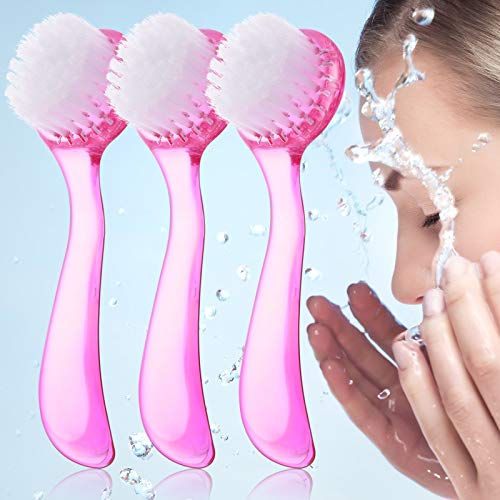 Patelai 3 Pieces Facial Cleansing Brush Face Scrub,Pink