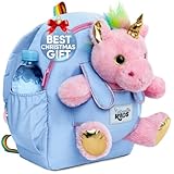 Naturally KIDS Mochila Mediana con Unicornio Rosa para Niña de 3 4 5 años - Mochilas Infantil con Bolsillos - Regalos de Cumpleaños para niños - Juguete niña de 5 6 7 8 9 años