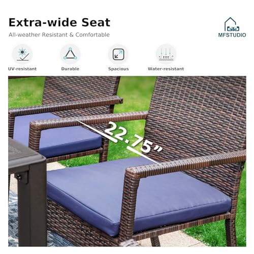 Image of MFSTUDIO Patio Rattan Chairs Set of 4, Wicker Outdoor Dining Chairs Set of 4, All Weather Patio Armchairs w /Armrests, Steel Frame, Brown, 330lbs
