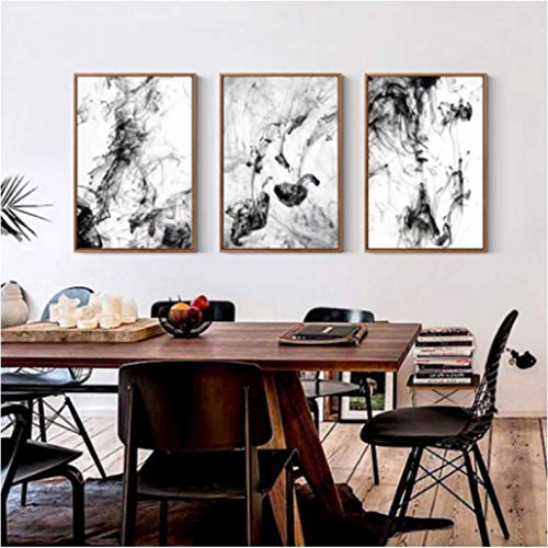 Peintures sur toile en encre abstraite noir et blanc affiche 50x70cm sans cadre pour salon