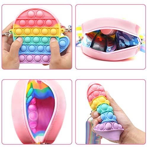 Bdwing Pop Fidget Bolso de Hombro de Juguete, Bolso de Cruzado Burbujas de Empuje, Juguetes sensoriales, Bolso para Niñas y Mujeres, Cumpleaños, Halloween, Navidad (Guantes Macaron)