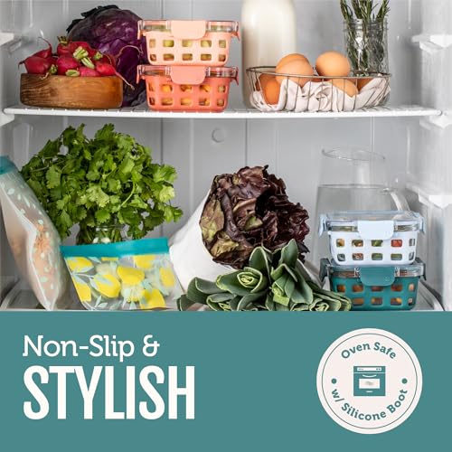 Ello Duraglass 3.4 Cup Meal Prep Sets 10Pc, 5 Pack Set- Glass Food Storage Container with Silicone Sleeve and Airtight BPA-Free Plastic Lids, Dishwasher, Microwave, and Freezer Safe, Melon by Ello - Image 6