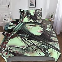 Japanische Geisha Bettwäsche 155x220 - 3D Wendebettwässe Aus Mikrofaser