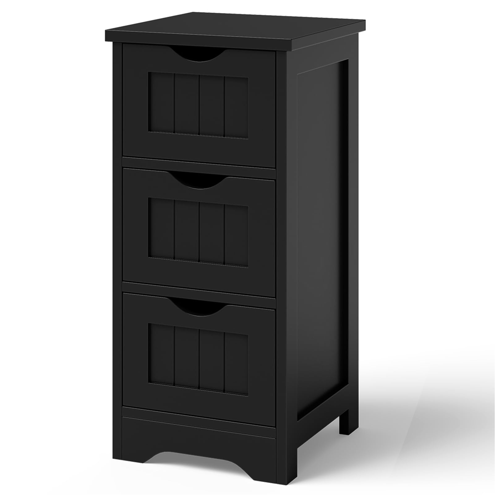 CASART Bathroom Floor Cabinet, Wooden Slim Storage Unit (Black, 30 x 30 x 64cm)