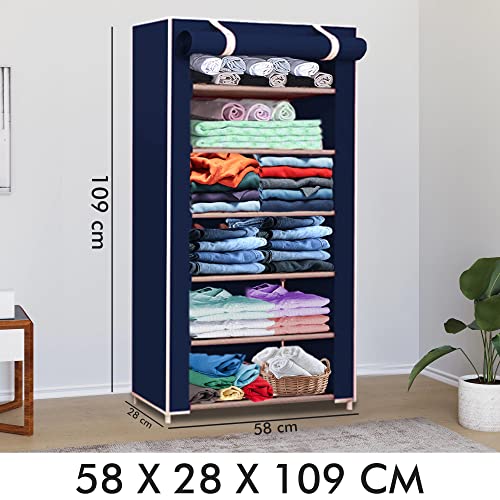 دولاب ملابس للأطفال من 6 طبقات متعددة الأغراض ايرون منظم قماشي قابل للطي للملابس نبيتي A_6 كحلي