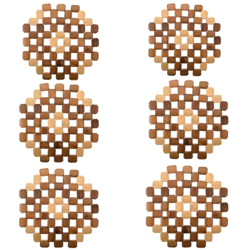Bargain House Placemats – Bamboo Placemats Octagon - Heat Pad Insulation – Dining Table Mats - Wood Table Placemat – Non-Slip Sturdy Mats – Heavy Duty – Sturdy & Durable (Pack of 6)