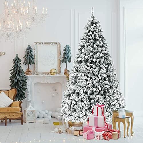 Renatone 4.5 Ft Christmas Tree, Pre-Lit Artificial Xmas Tree, Snow Flocked Hinged Pine Tree W/Metal Stand, 150 Led Lights, 295 Pvc Branch Tips, Idea For Indoor & Outdoor Decoration #TOP7