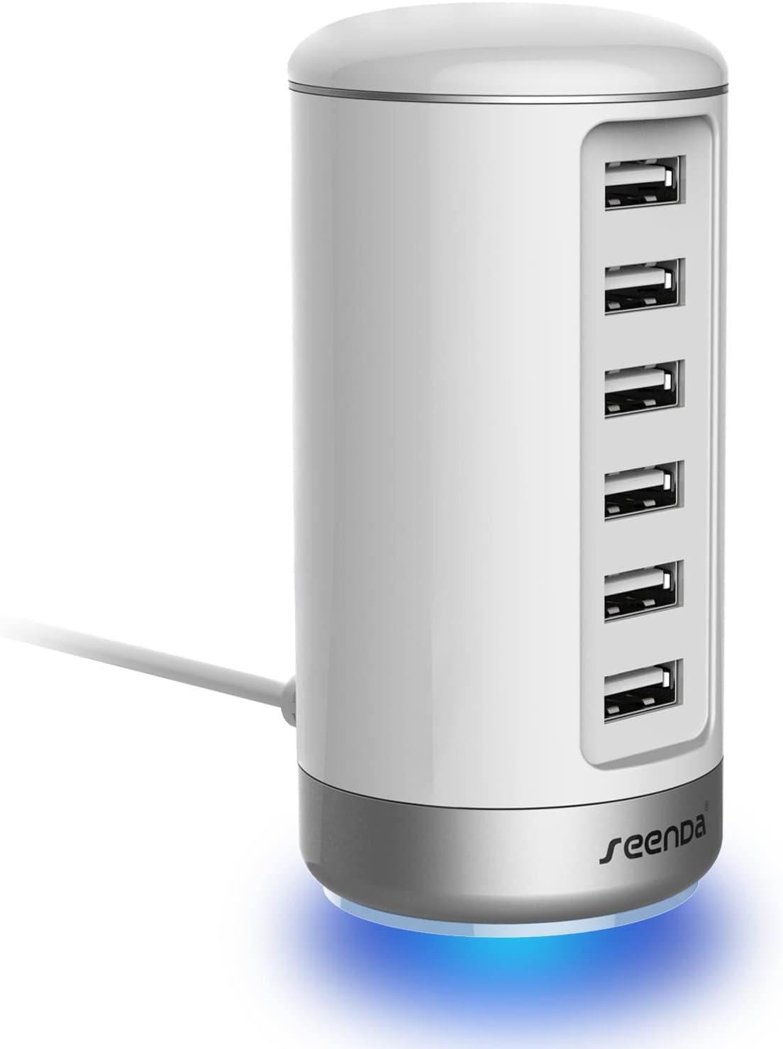 seenda USB Wall Charger, USB Phone Charger - 6-Port Multi USB Charger with Smart Identification - White