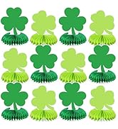 FYSUIMU 12Pcs St. Patrick's Day Honeycomb Centerpieces Table Toppers Green Shamrock Table Party D...
