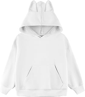 Sudadera con Capucha Niñas Otoño Suave Niña Hoodie Casual Ligero Cómodo Sudaderas de Manga Larga Deportivo Invierno Streetwear Jersey Niña Color sólido Y2k Suéter con Bolsillos