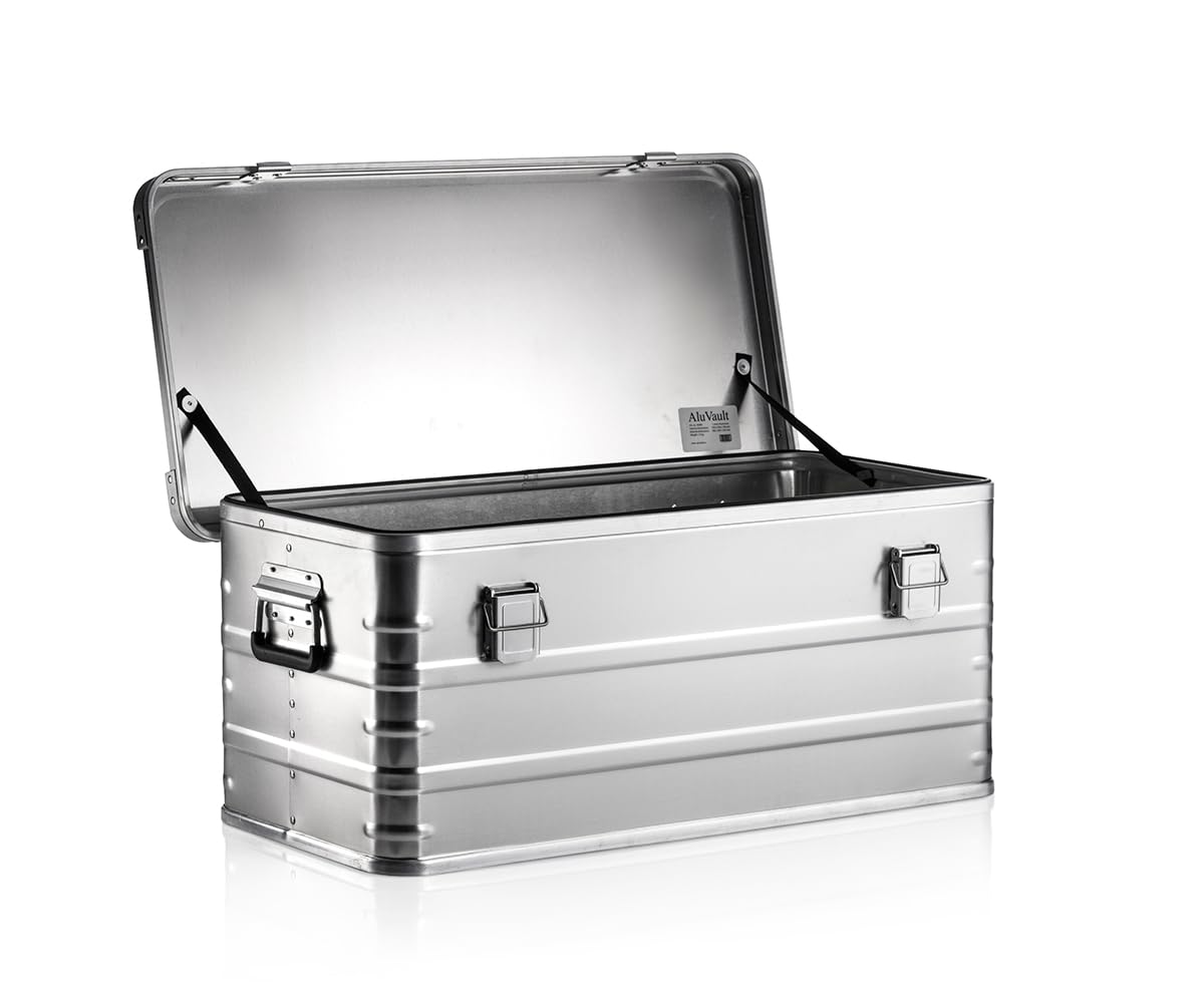 AluVault AV081 - Caja de almacenamiento de aluminio 100% aluminio, ligera, duradera, resistente a la corrosión con cerraduras seguras, ideal para herramientas, equipo al aire libre y