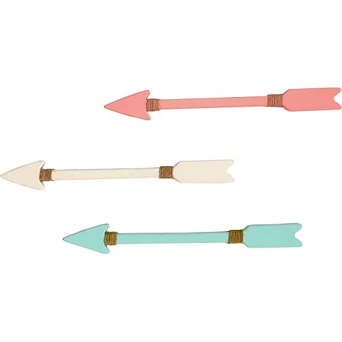 Barnyard Designs Wooden Arrow Wall Decor Sign - Set of 3 Decorative Colored Arrows - Cute Nursery Home Decor 17” x 1.75”