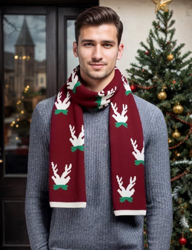 Bufanda de Navidad FEOYA de punto unisex para el invierno 5