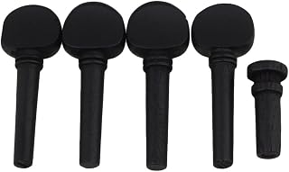 Yibuy Black Wood Tuning Pegs & End Pin Set for 1/4 Size Violin Fiddle Instruments Replacement