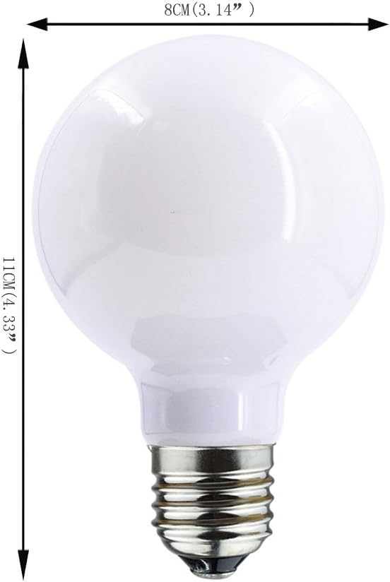 6PACK LED Globe Bulb G25 4W LED Light Filament Bulb, E26 Base, Soft Warm White 2700K, 40Watts Equivalent, 110-120VAC, Dimmable (4 Watt, Pack of 6)
