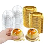 Einzelne Cupcake-Boxen, 50 Stück, transparent, Kunststoff, Mini-Cupcake-Box, runde Muffinförmchen, Mooncake-Boxen, Muffin-Behälter, PET-Behälter mit passendem Deckel, Schnappverschluss, 50 Stück