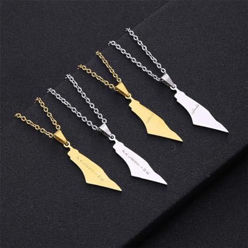 JczR.Y Palestine Necklace Palestine Map Pendant Necklace Stainless Steel Palestine Letter Map Necklace for Women Men Arabic National Jewelry4