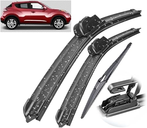 Juego de 3 limpiaparabrisas delantero y trasero compatible con Nissan Juke F15 2010-2016 limpiaparabrisas de 22 pulgadas + 14 pulgadas + 12 pulgadas
