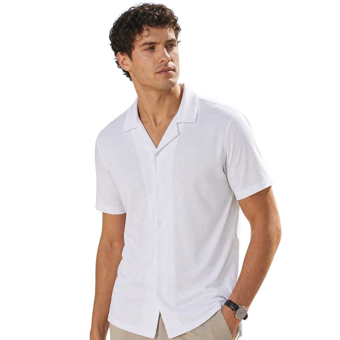 Nobero Cuban Collar Knitted Shirt for Men | Knitted Shirt | Relaxed Fit | (Slub Plated Interlock, 190 GSM)| Lightweight Breathable & Casual Wear