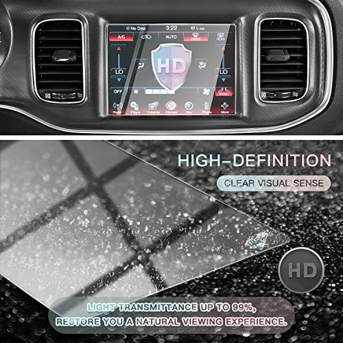 Image of CDEFG Car Screen Protector Center Control Navigation Touch Screen Protector for Dodge Charger Uconnect 2011-2019, Tempered Glass HD Scratch Resistance (2011-2019 Charger 8.4IN)