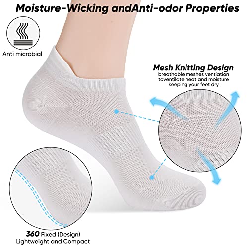 Image of ATBITER Ankle Socks Womens and Men Thin Athletic Running Low Cut No Show Socks With Heel Tab 6-12 Pairs | White Short Summer Athletic Running Yoga Pilates Workout Sneaker Socks Lightweight Non Slip Size 7-9 9-11