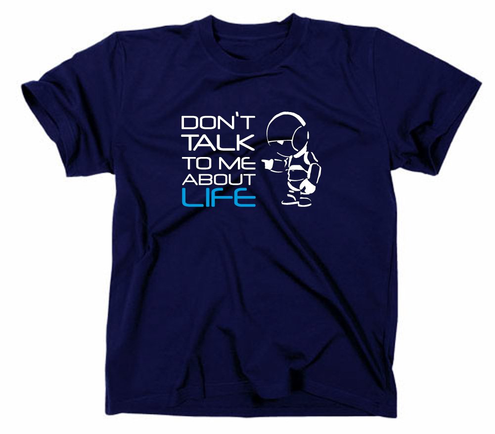 Styletex23 Men's Blue #2 Hitchhiker's Guide To The Galaxy Marvin T-Shirt, S, Navy