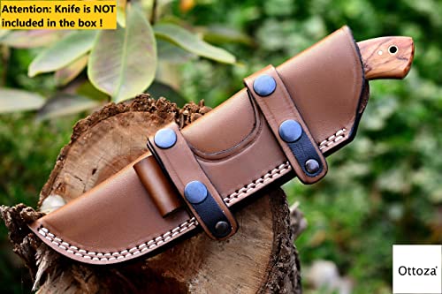 Ottoza Faca de couro feita à mão direita feita à mão para faca de Bushcraft – Faca de caça – Faca de