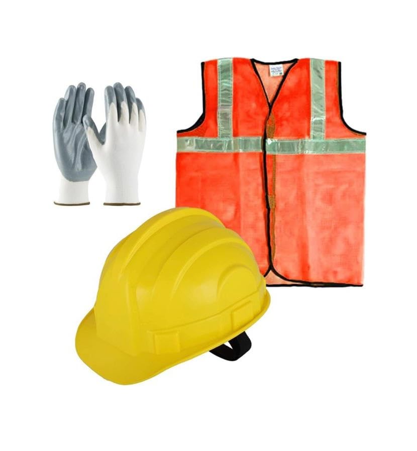 Daz Cam Safety Hard Head White Helmet & Reflective Safety Orange Jacket with Glove Construction Helmet (Size - Regular) (B0CNRKFKJJ) Amazon Price History, Amazon Price Tracker