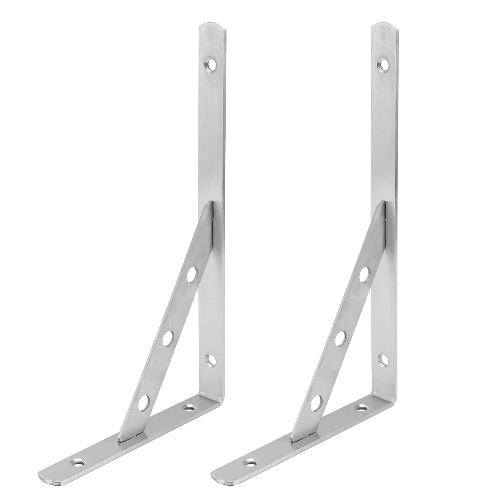 8 Pezzi Staffe Triangolari per Mensole Pesanti in Acciaio Inossidabile, Reggimensola da Muro 250x150x20 mm, Portata 30 kg, con Viti, Argento